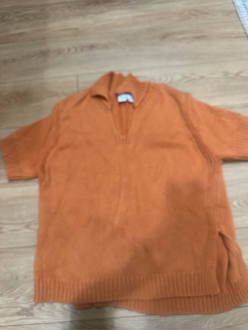 Size large Orange Short-Sleeve V-Neck Sweater swim cover up